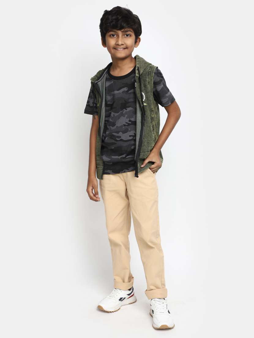 green round neck camouflage t-shirt with jacket - 20153361 -  Standard Image - 4