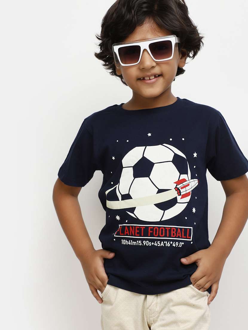 blue short sleeves printed  t-shirt - 20153381 -  Standard Image - 1