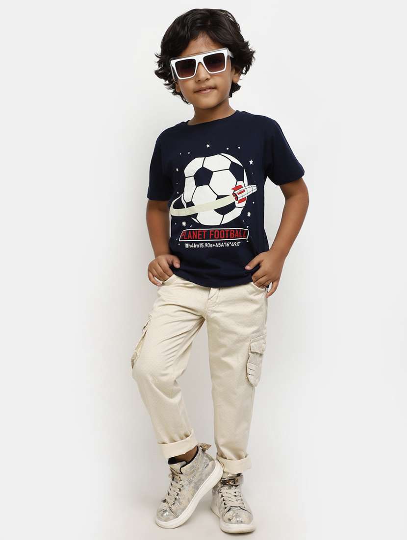 blue short sleeves printed  t-shirt - 20153381 -  Standard Image - 4