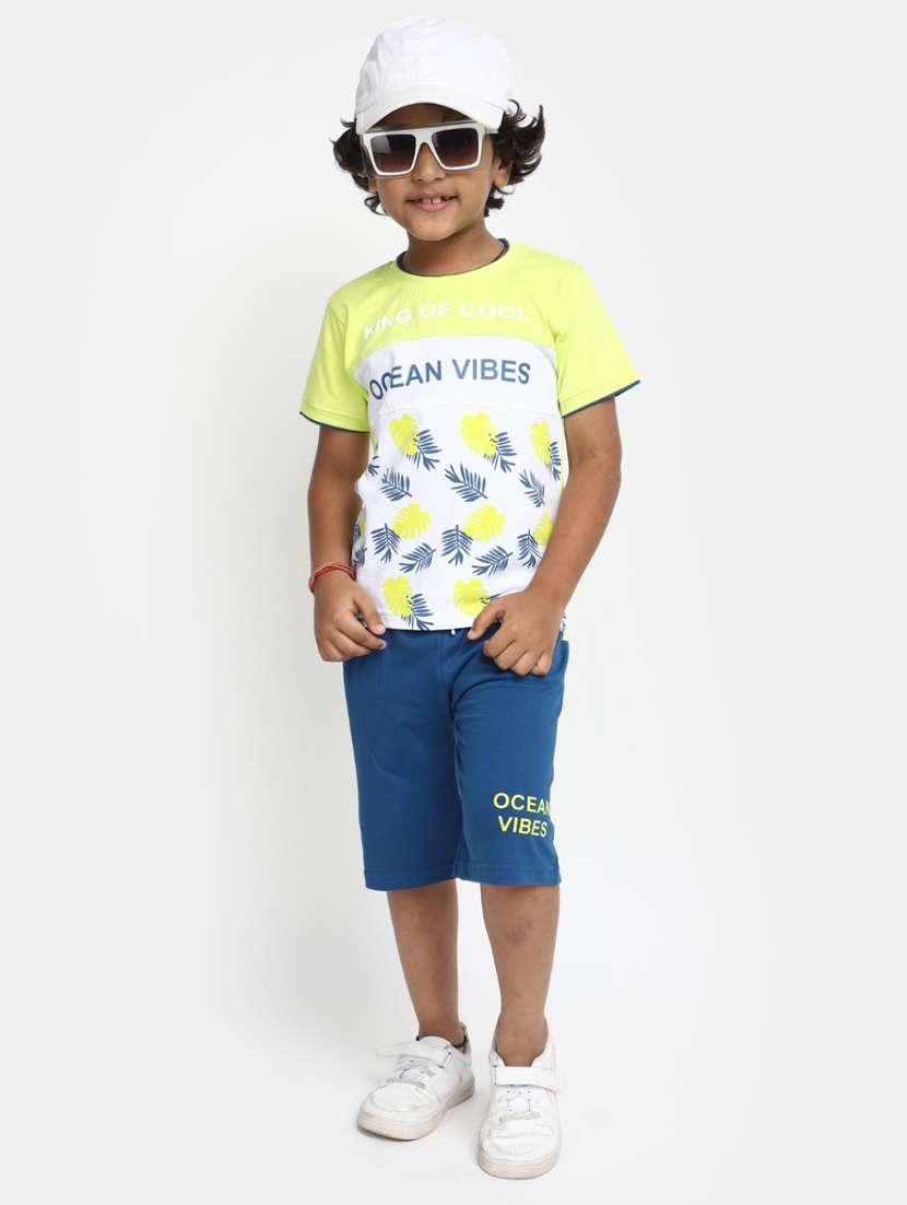 green printed short sleeves shorts twin set - 20153393 -  Standard Image - 1