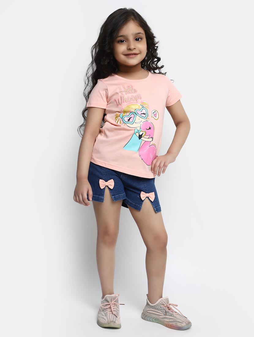 girls printed top & shorts twin set - 20153403 - Standard Image - 1
