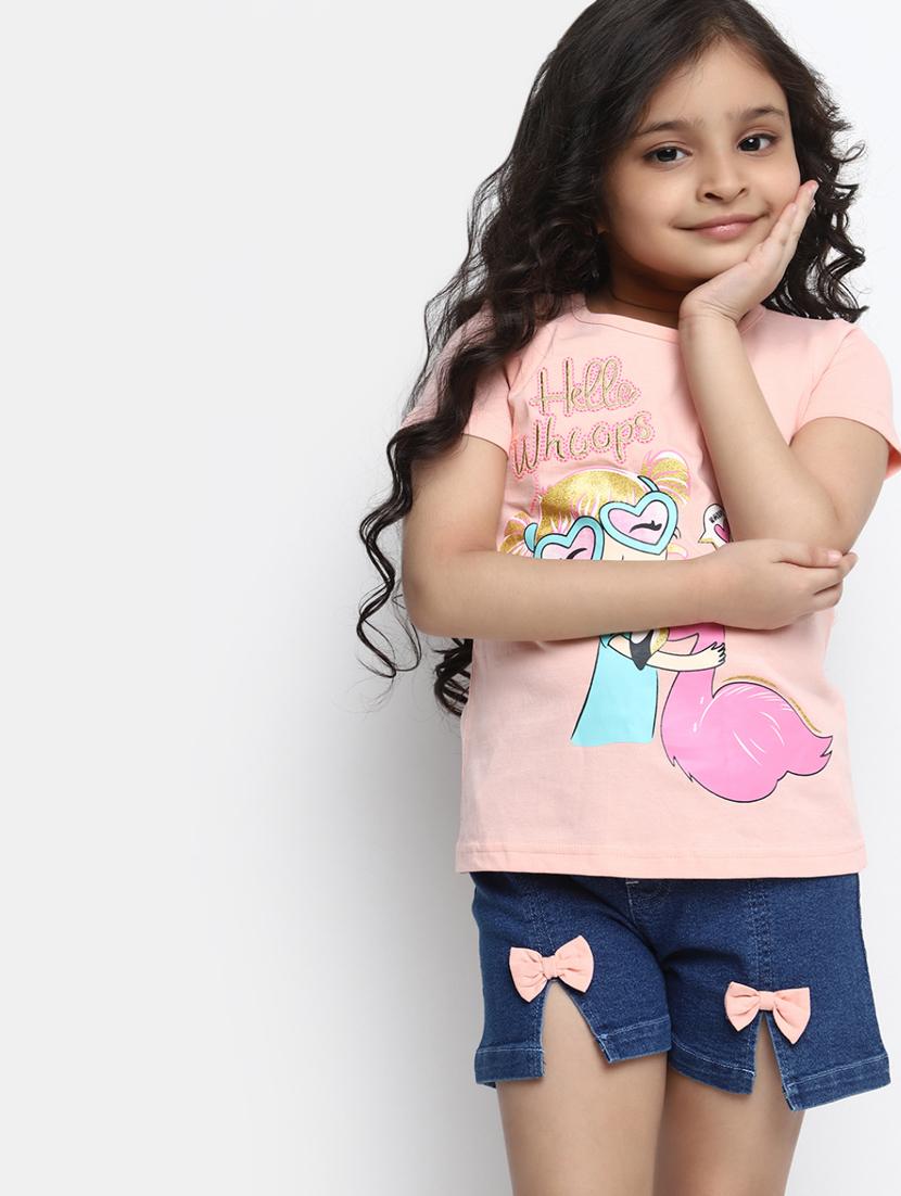 girls printed top & shorts twin set - 20153403 - Standard Image - 4