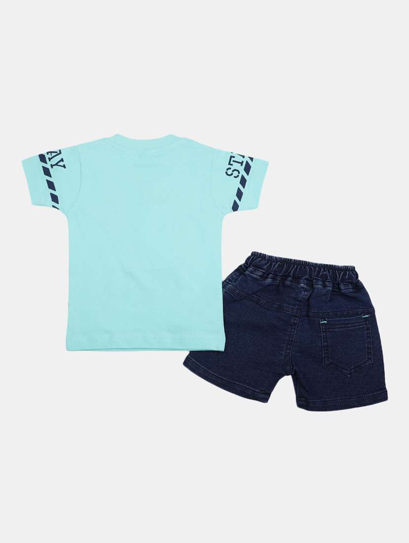 blue short sleeves printed shorts twin set - 20153422 -  Standard Image - 1