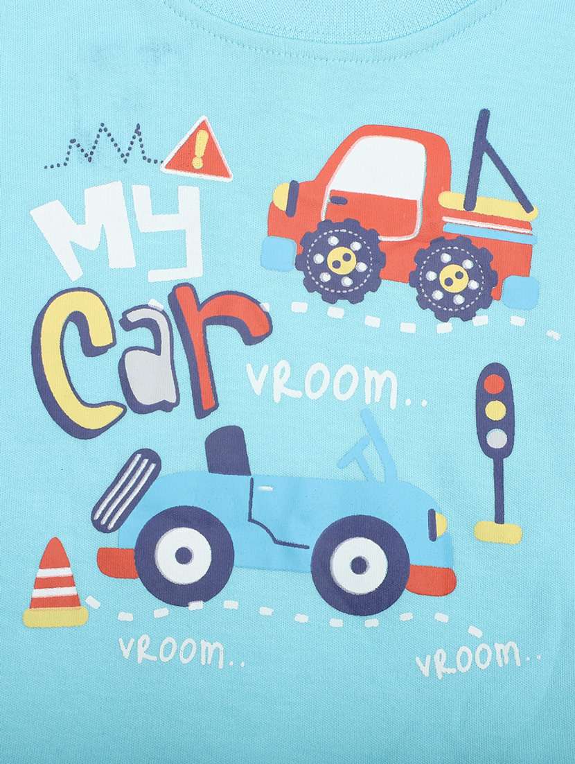 blue short sleeves printed shorts twin set - 20153456 -  Standard Image - 4