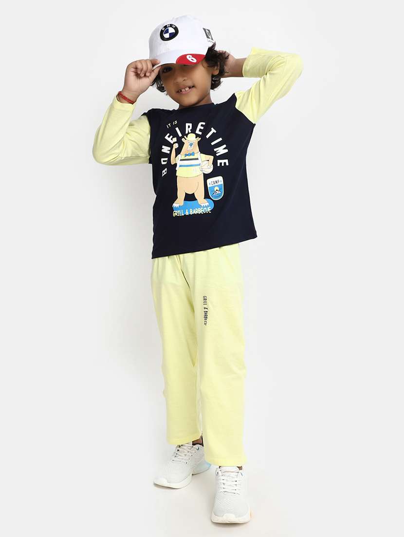 blue long sleeves printed full length twin set - 20153506 - Standard Image - 1