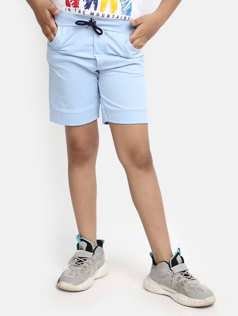 blue solid shorts