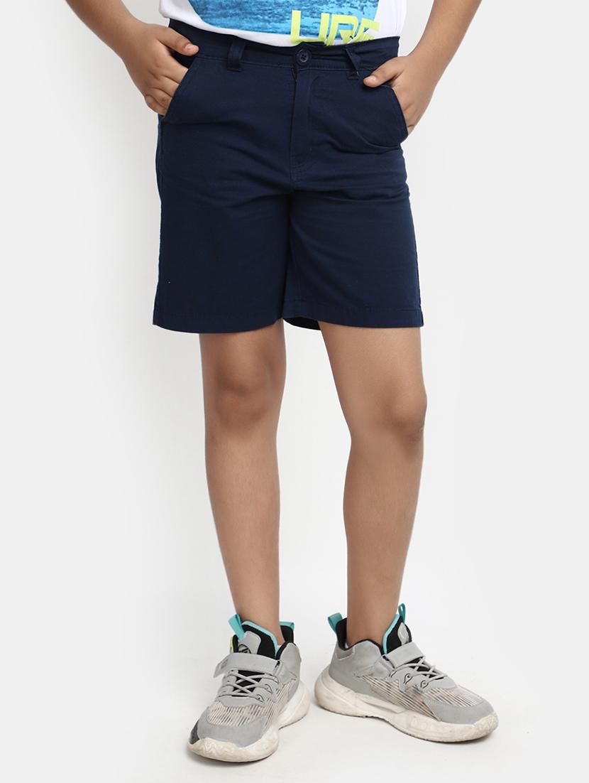 blue solid shorts