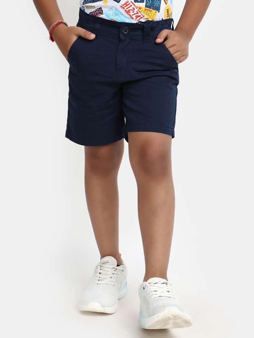 blue solid shorts