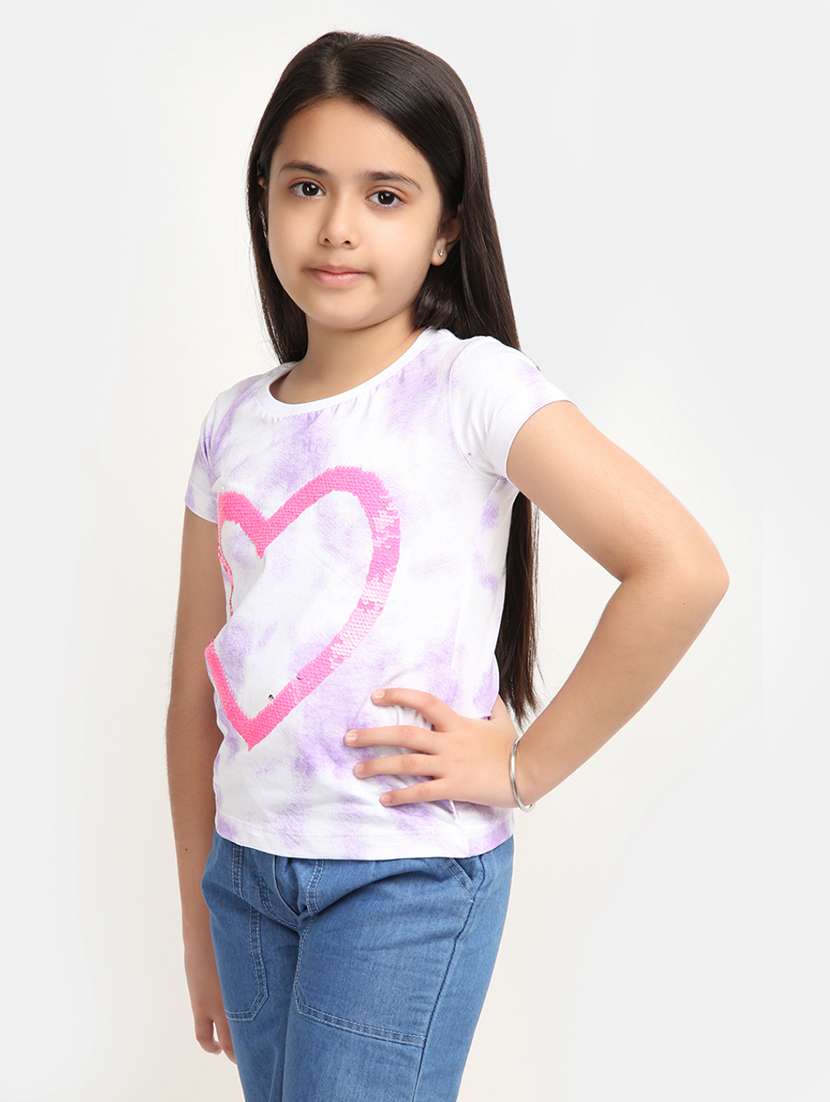 girls round neck printed regular tee - 20153646 -  Standard Image - 1