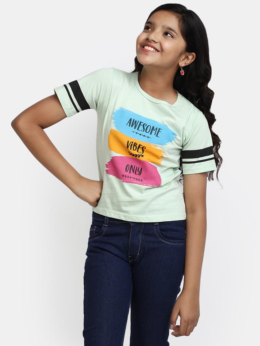 girls round neck printed regular tee - 20153669 - Standard Image - 1