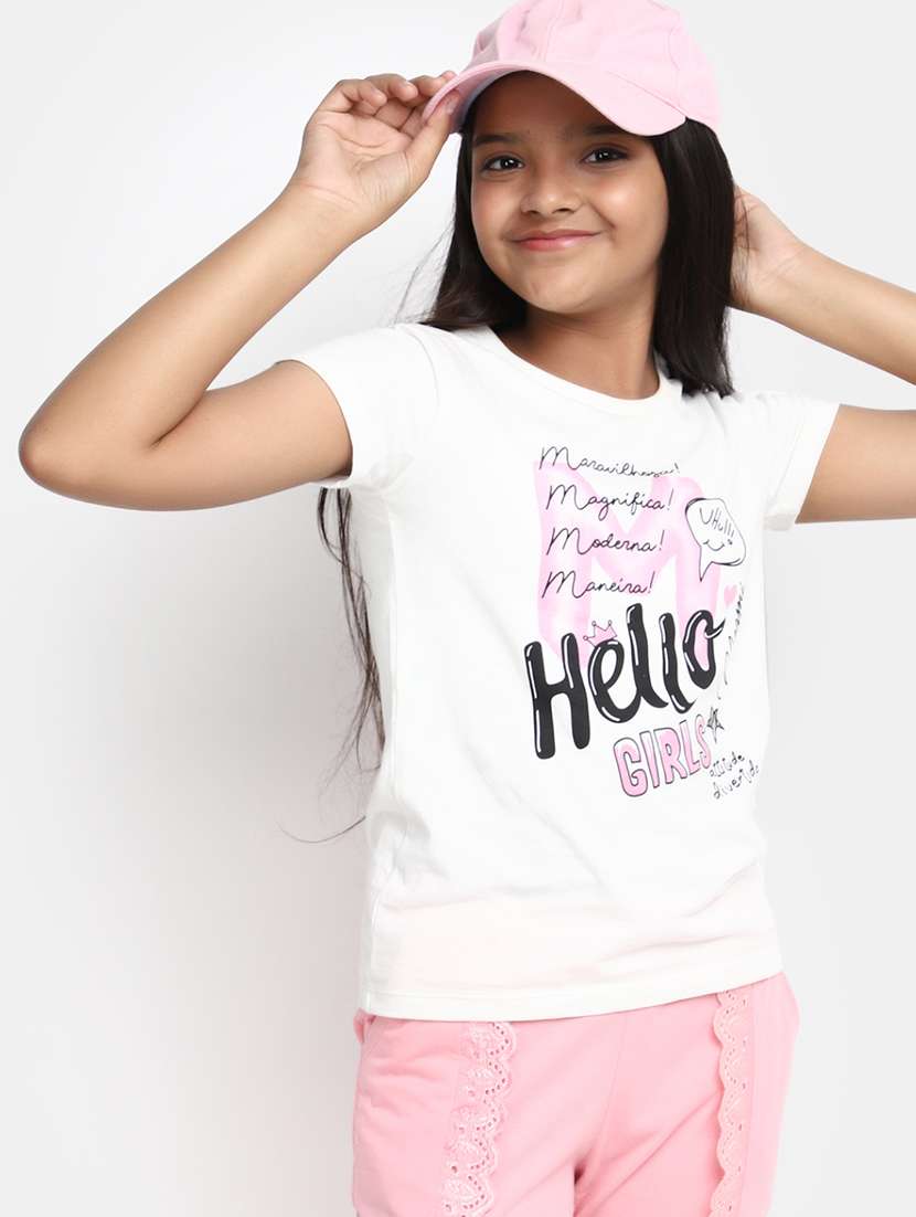 girls round neck printed regular tee - 20153682 -  Standard Image - 1