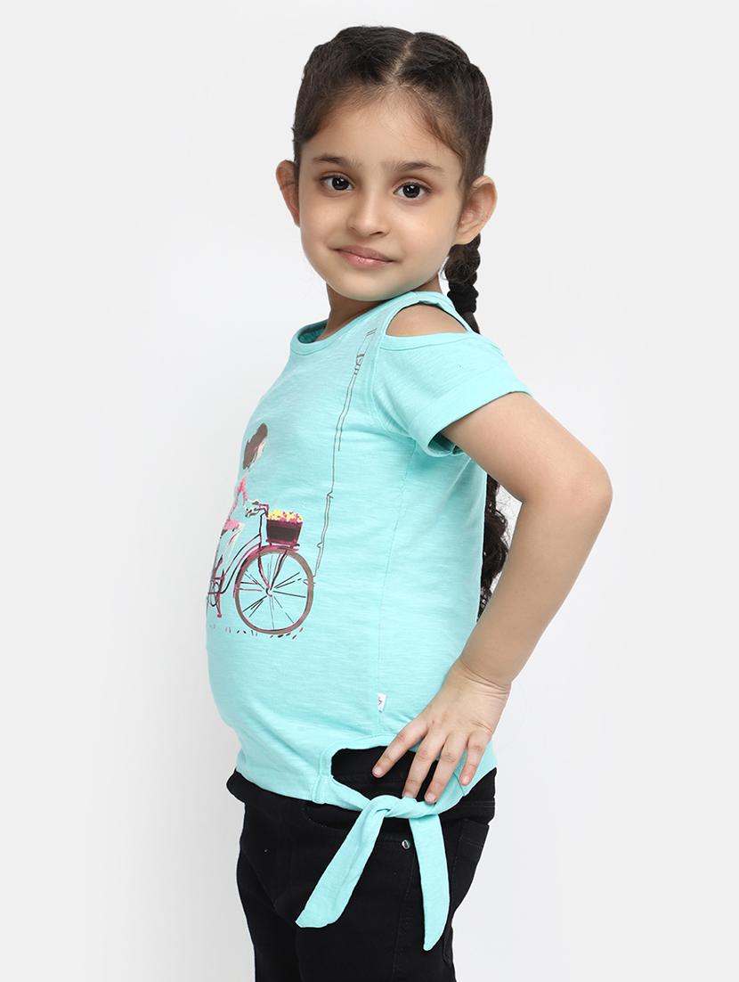 girls round neck printed regular tee - 20153693 - Standard Image - 1