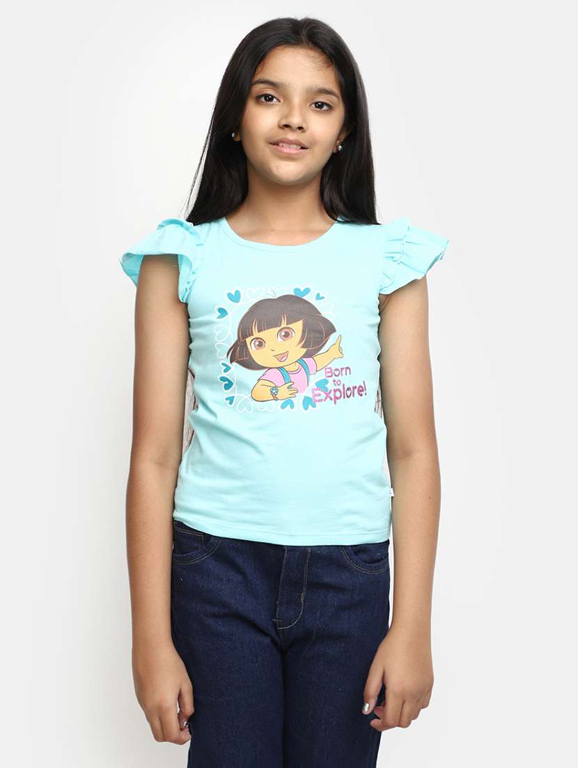 girls round neck printed regular tee