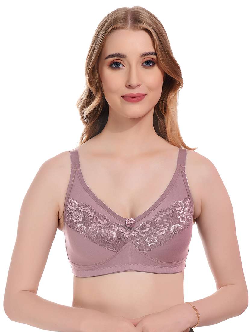 purple lycra lace detailed bra