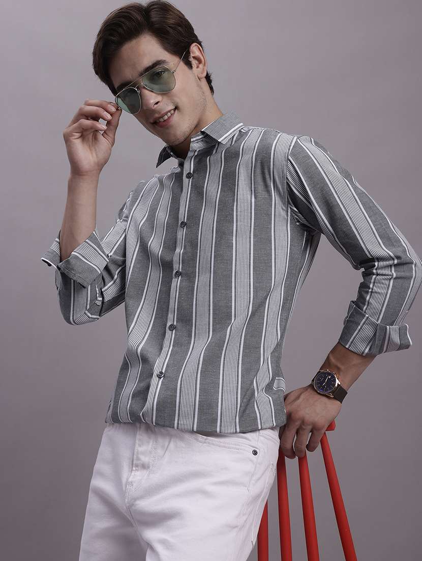 mens stripes casual shirt - 20154837 - Standard Image - 1