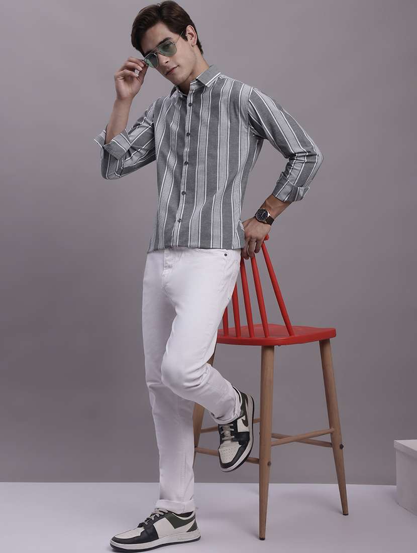 mens stripes casual shirt - 20154837 - Standard Image - 4