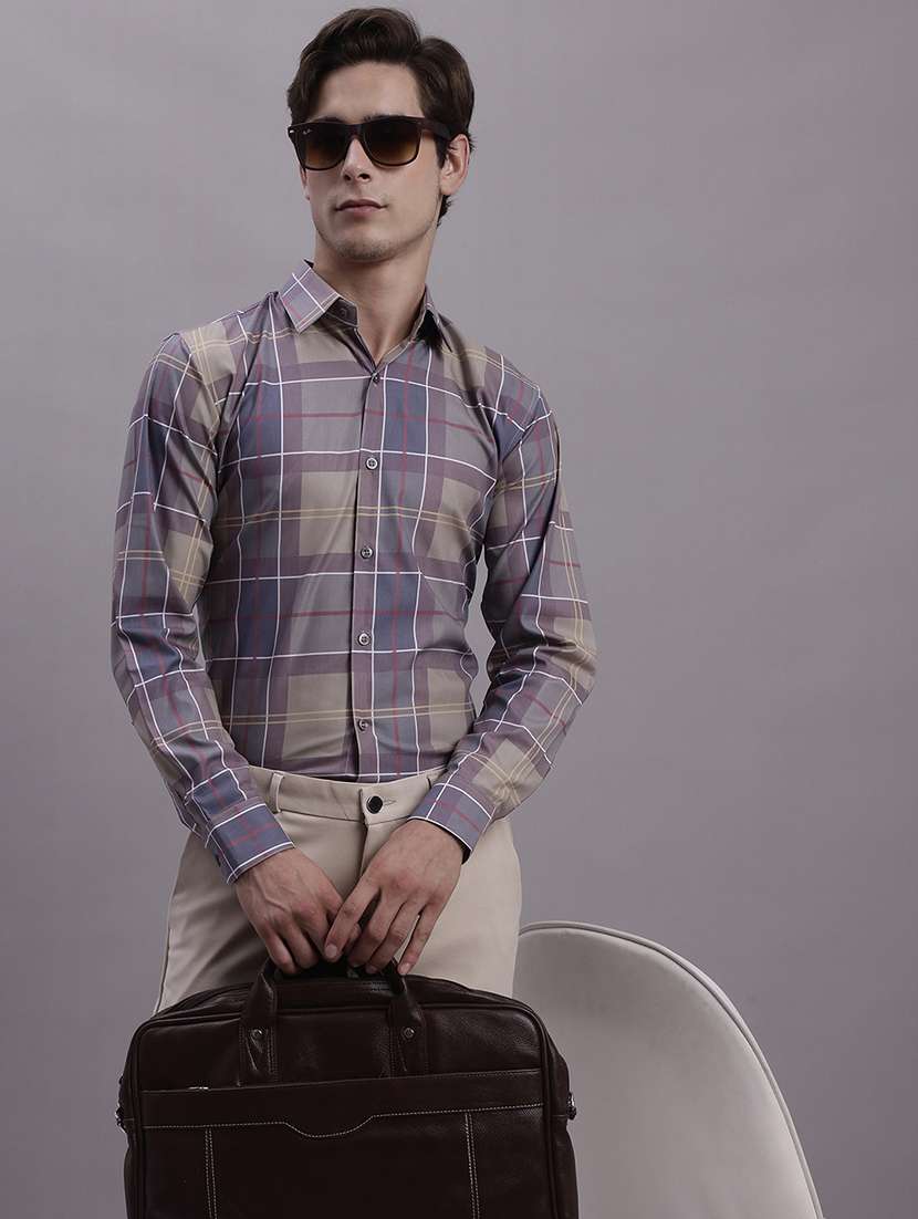 mens checks formal shirt - 20154843 - Standard Image - 1