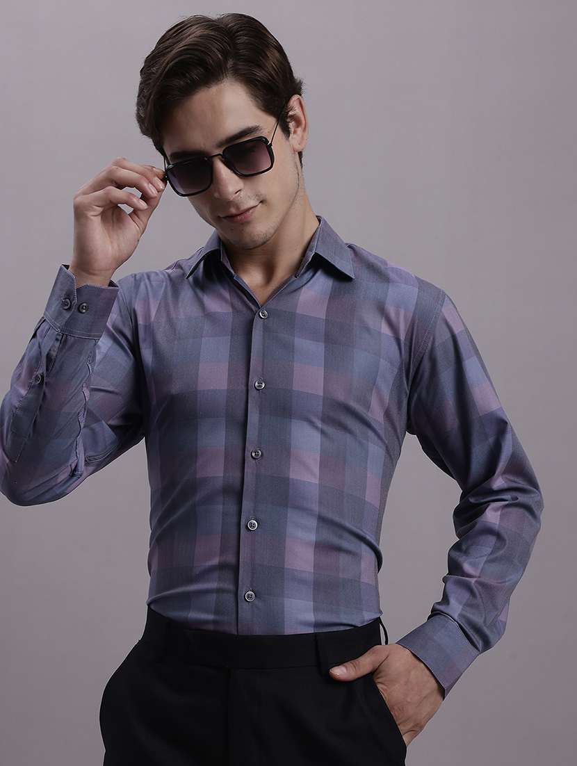 mens checks formal shirt - 20154845 - Standard Image - 1