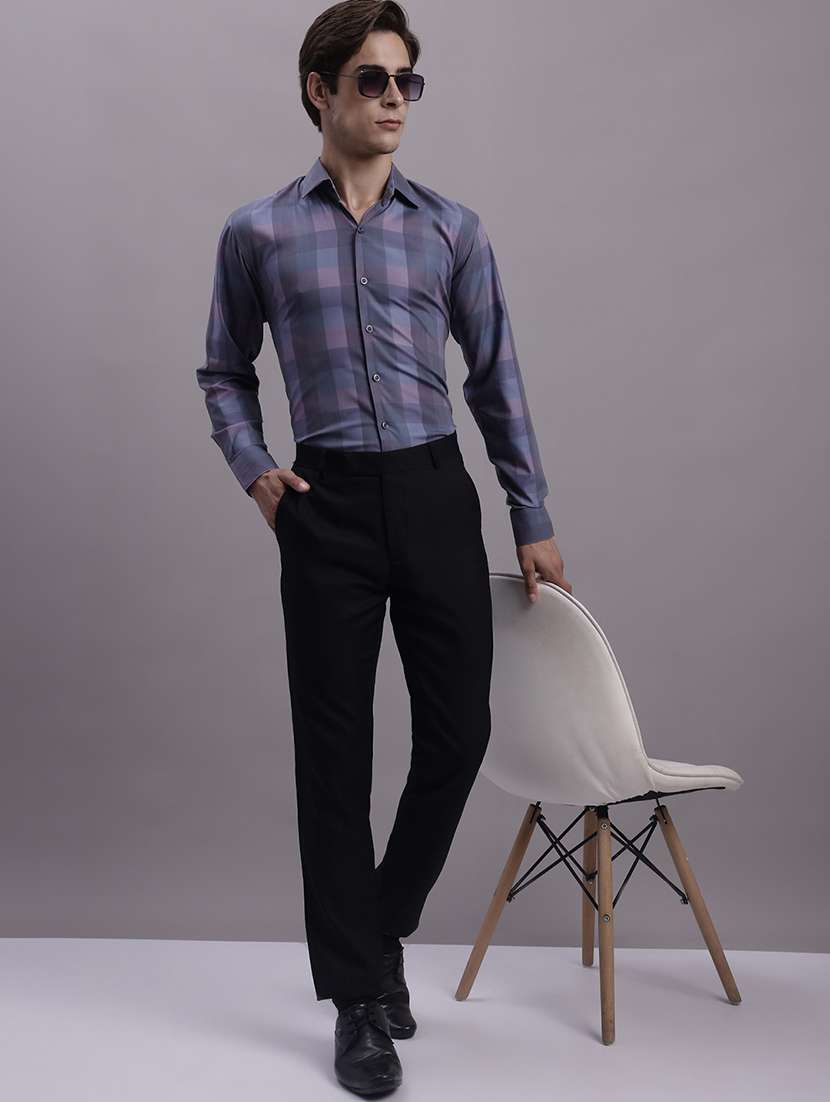 mens checks formal shirt - 20154845 - Standard Image - 4