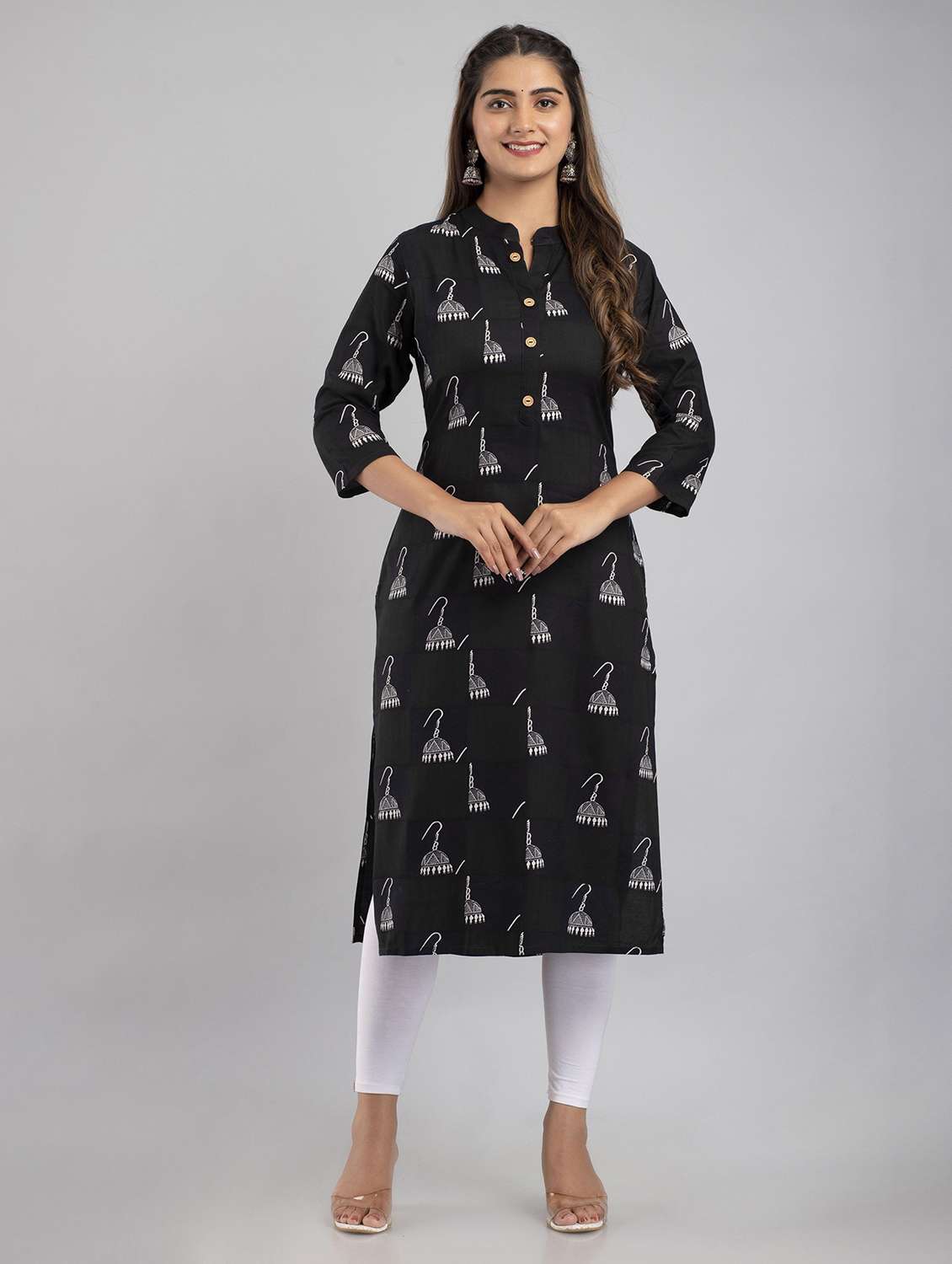 mandarin neck printed straight kurta