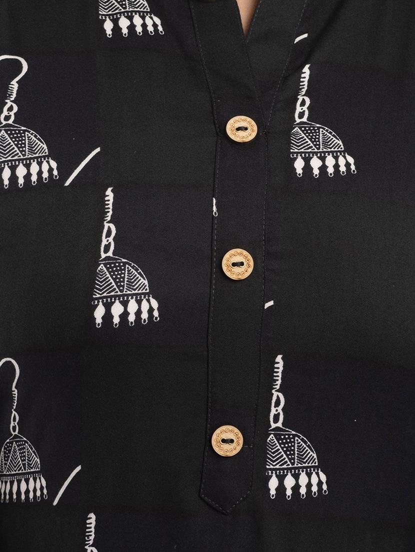 mandarin neck printed straight kurta - 20154940 - Standard Image - 4