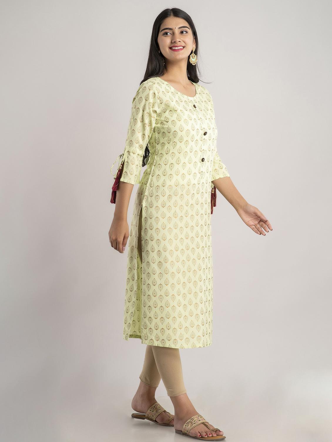round neck printed straight kurta - 20154969 - Standard Image - 1