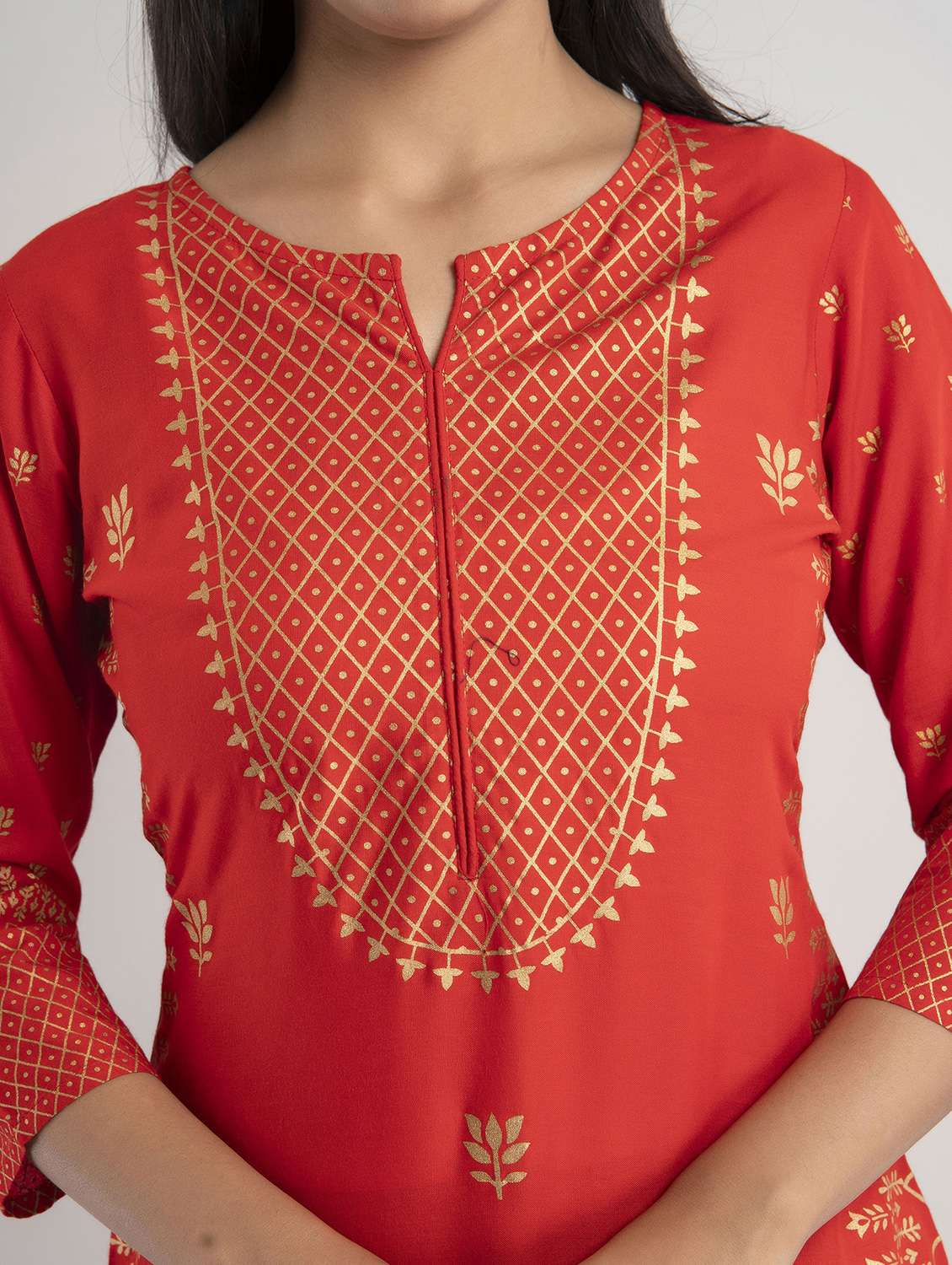notch neck printed straight kurta - 20154974 - Standard Image - 4