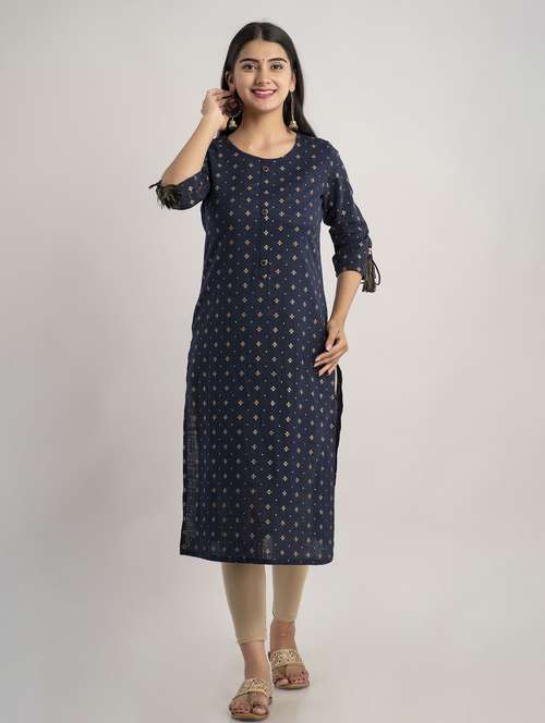 round neck printed straight kurta - 20154976 - Standard Image - 0