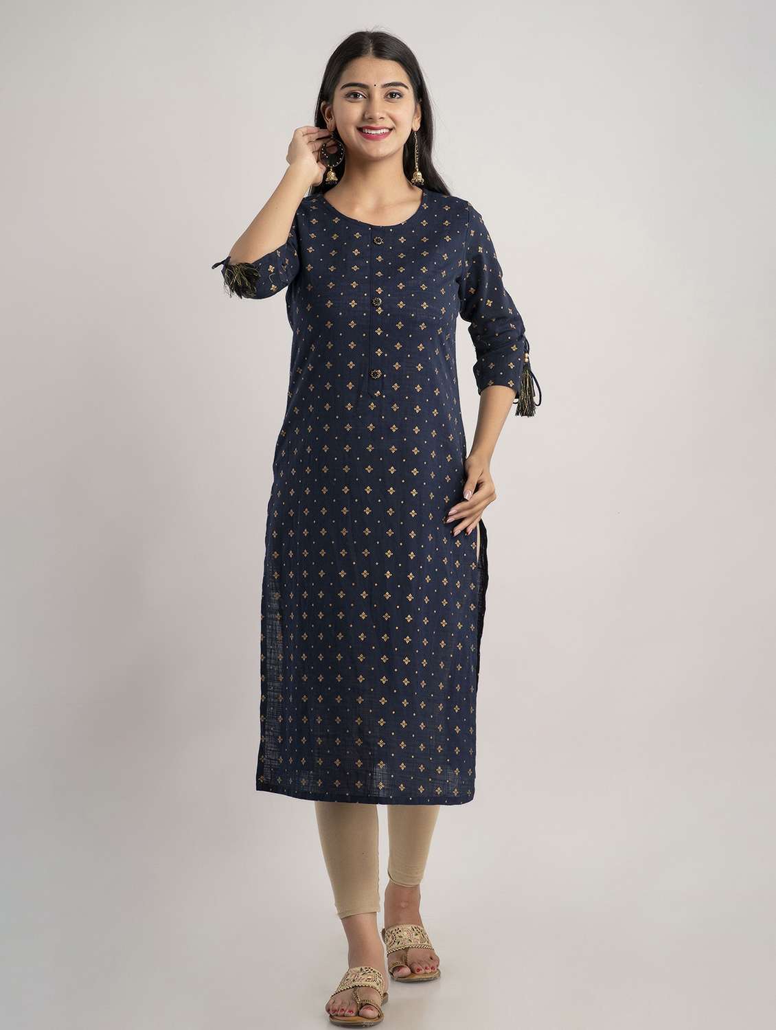 round neck printed straight kurta - 20154976 - Zoom Image - 0