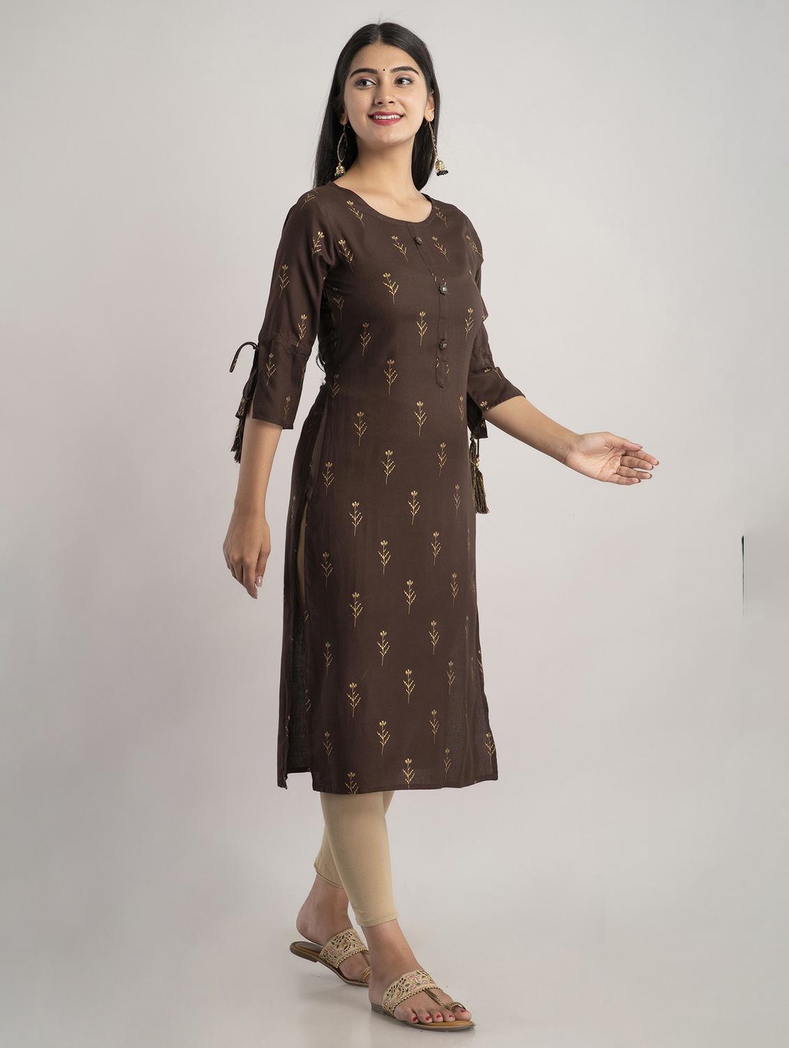 round neck printed straight kurta - 20154983 - Standard Image - 1