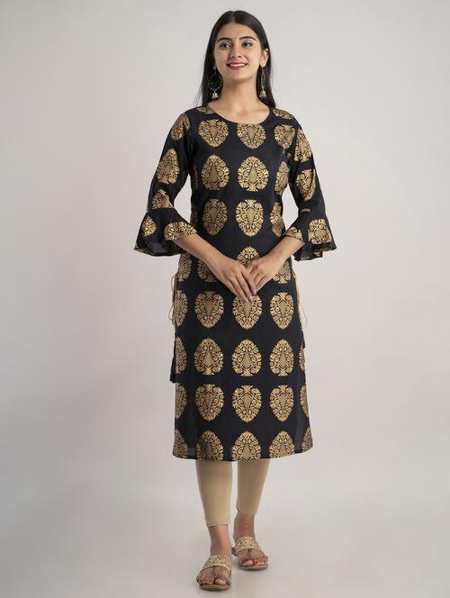 round neck printed straight kurta - 20154986 - Standard Image - 0