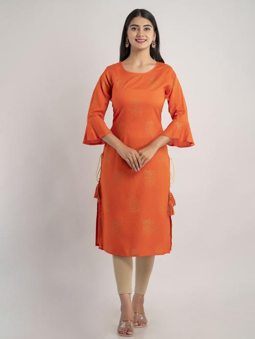 round neck printed straight kurta - 20154991 - Standard Image - 0