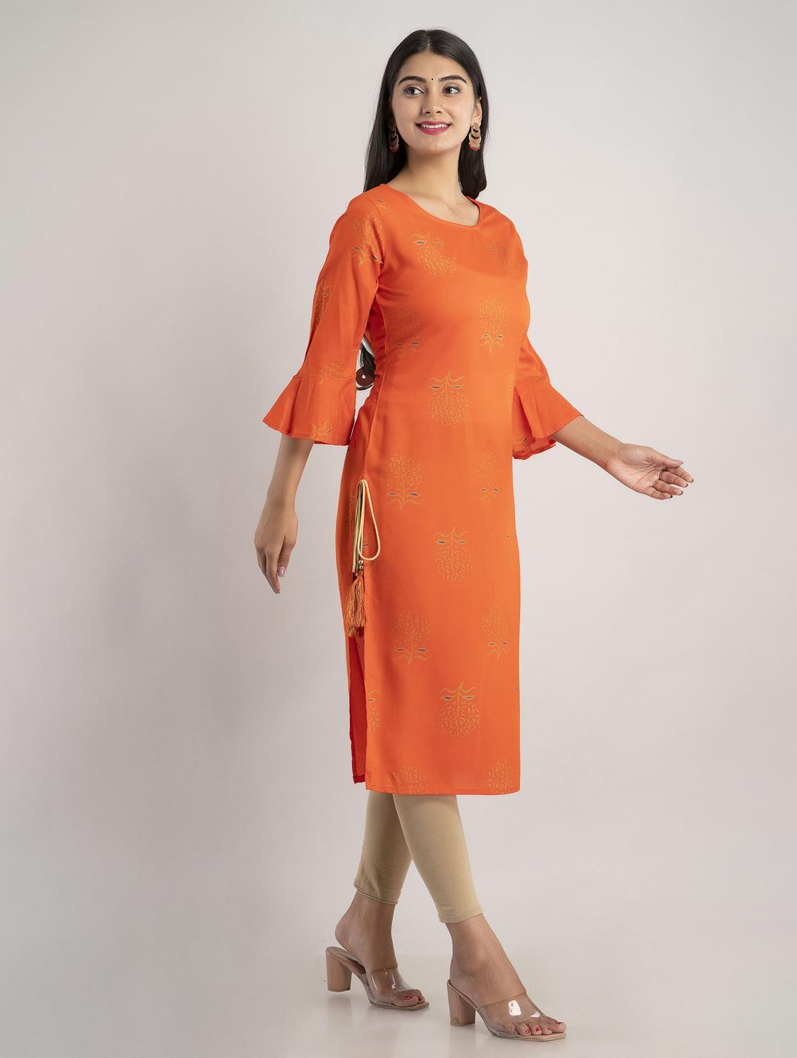 round neck printed straight kurta - 20154991 - Standard Image - 1