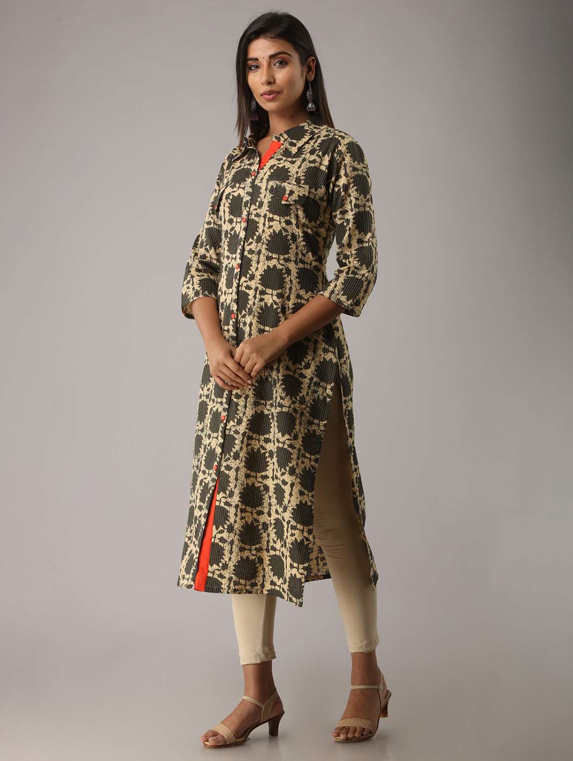 shirt collar printed straight kurta - 20155007 -  Standard Image - 1