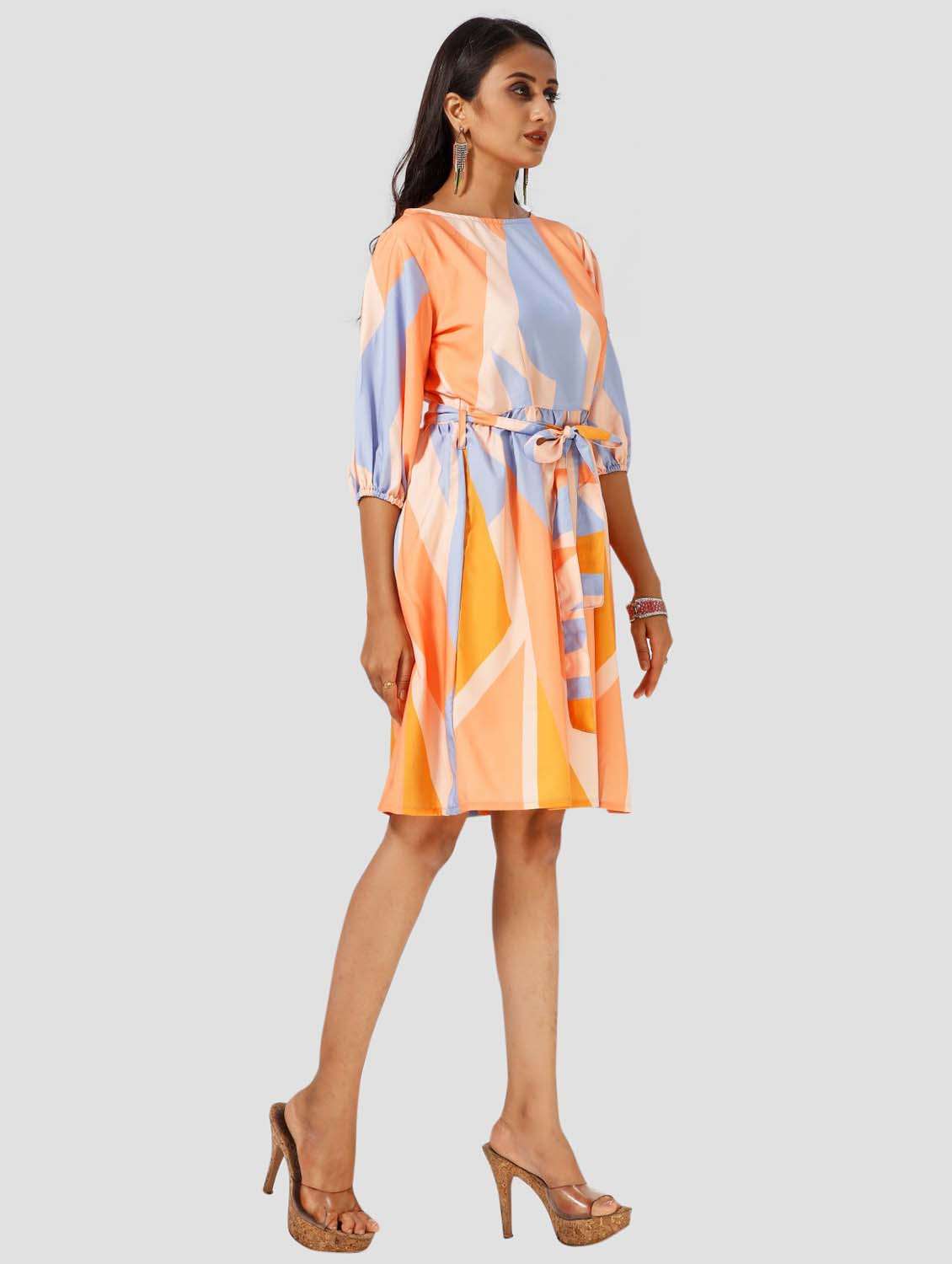 women's fit & flare color block dress - 20155247 - Standard Image - 1