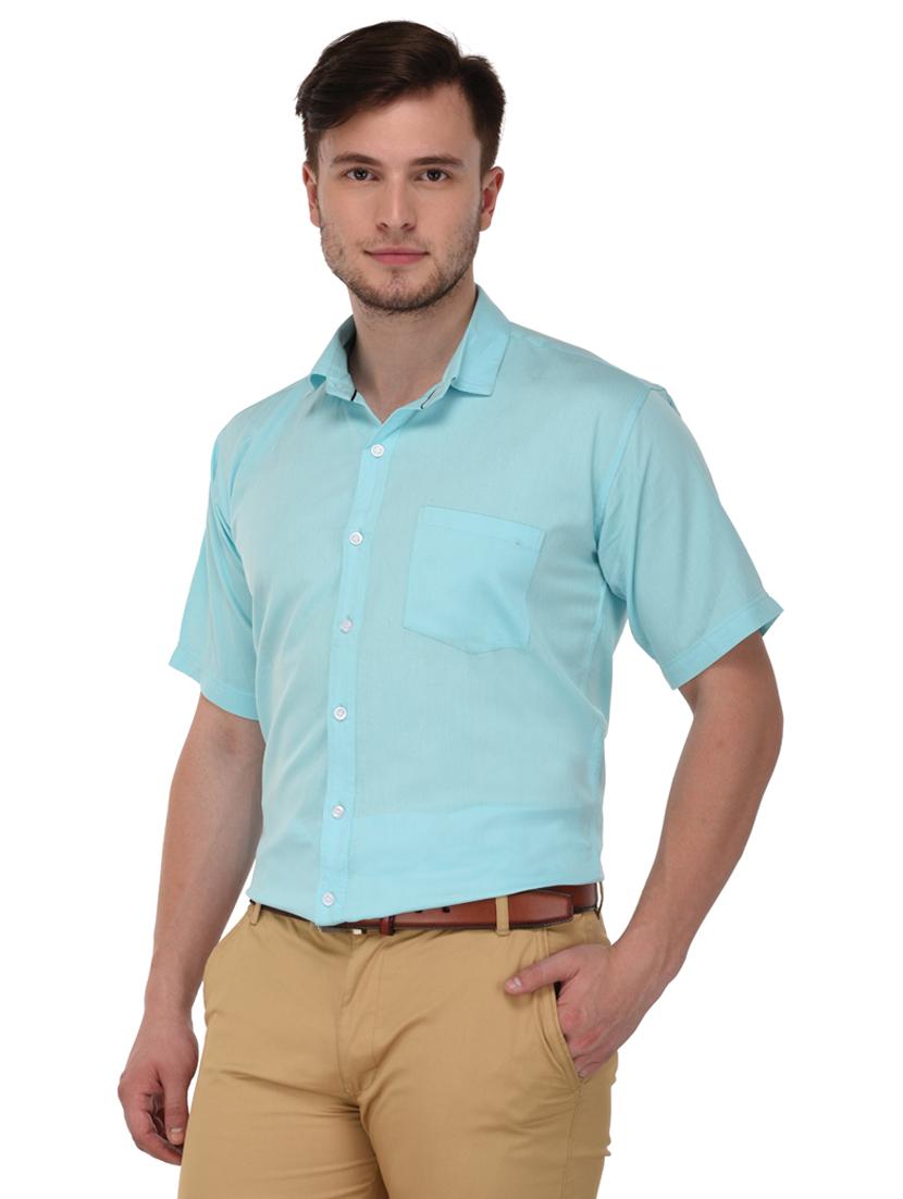 light blue cotton blend casual shirt - 20155600 -  Standard Image - 1