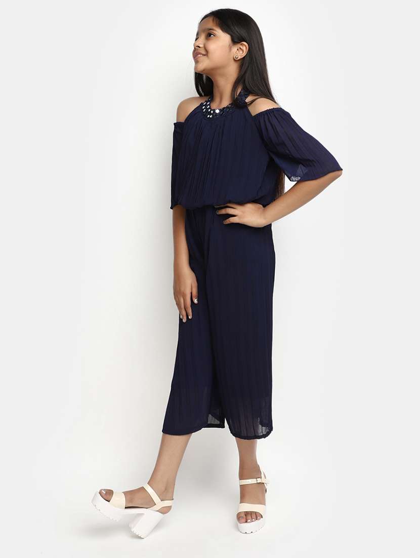 blue solid jump suit - 20155879 -  Standard Image - 1
