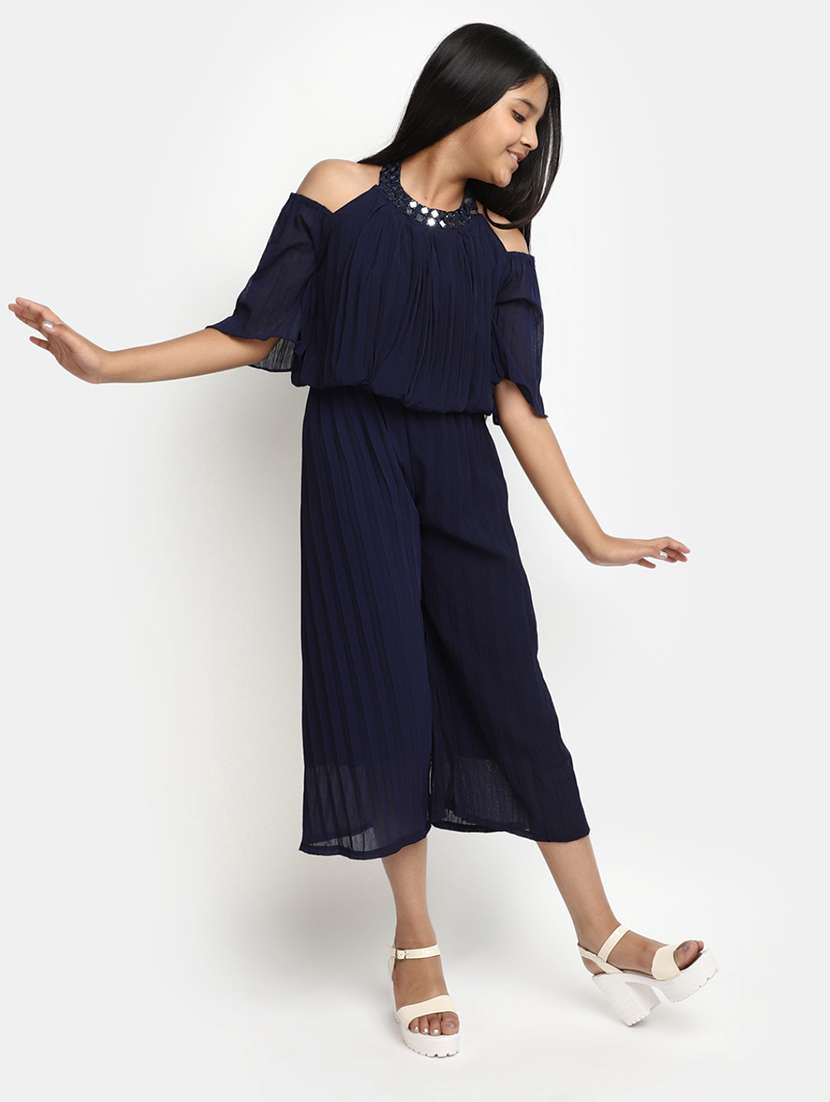 blue solid jump suit - 20155879 -  Standard Image - 4