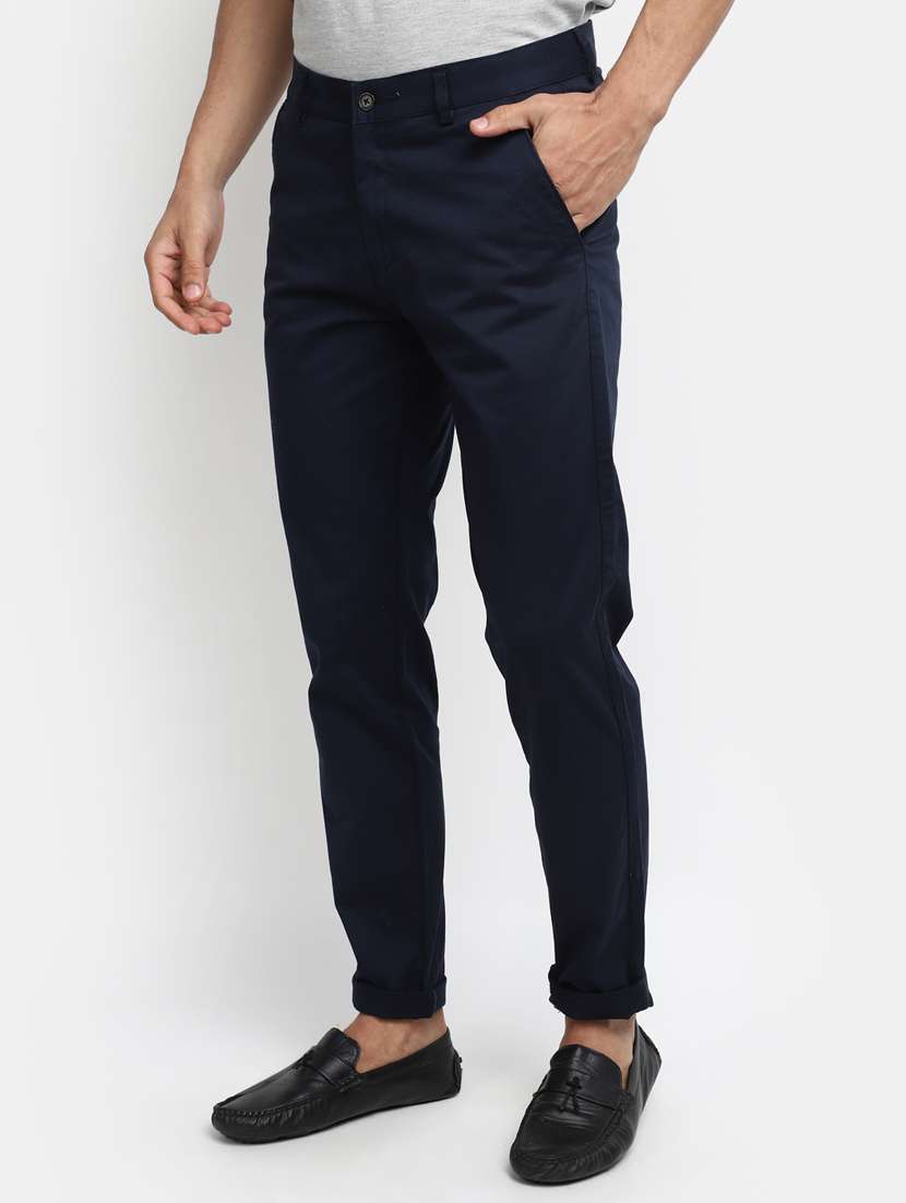 men solid cotton chinos casual trouser - 20156052 -  Standard Image - 1