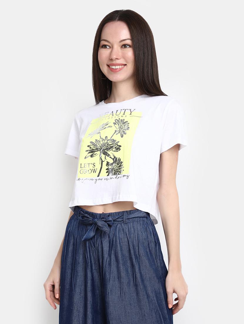 women's front print round neck t-shirt - 20156080 - Standard Image - 1