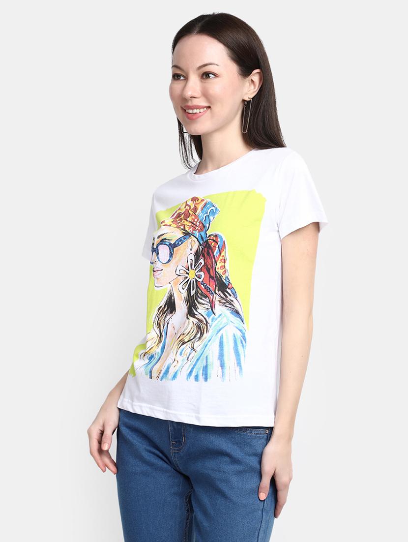 women's front print crew neck t-shirt - 20156082 -  Standard Image - 1