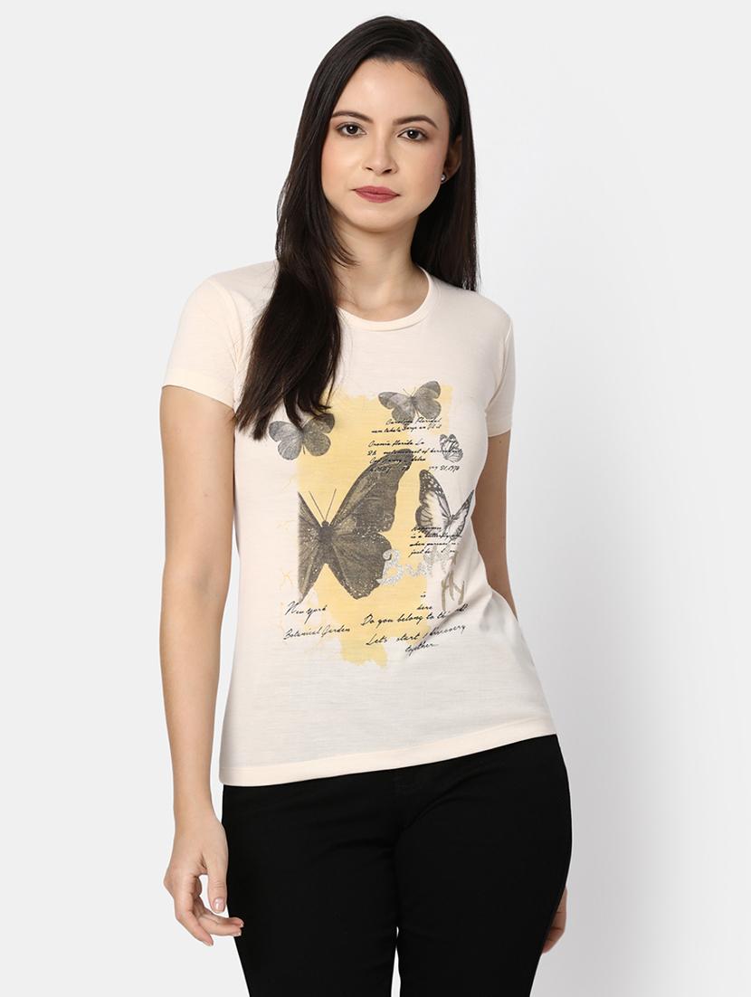 women's front print round neck t-shirt - 20156090 - Zoom Image - 0