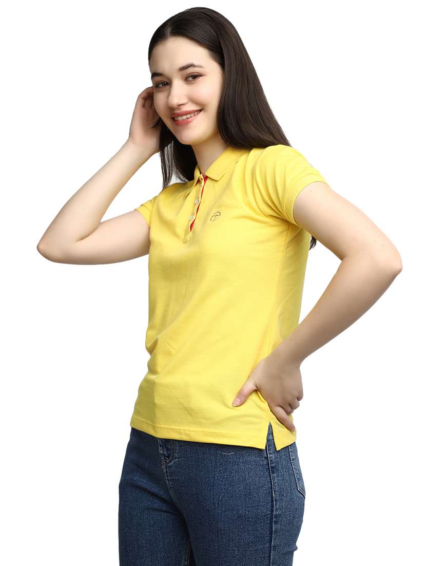 yellow solid polo t-shirt  - 20156121 -  Standard Image - 1