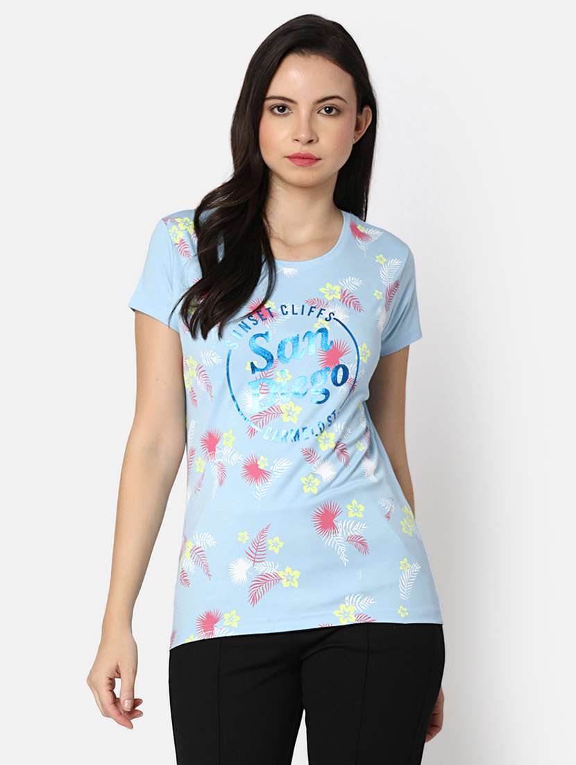 women's all over print round neck t-shirt