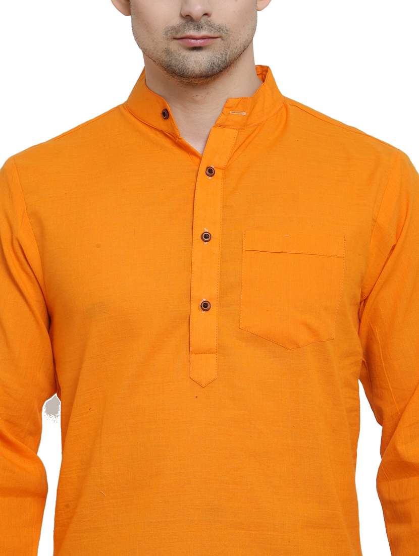 orange cotton long kurta - 20156410 - Standard Image - 4