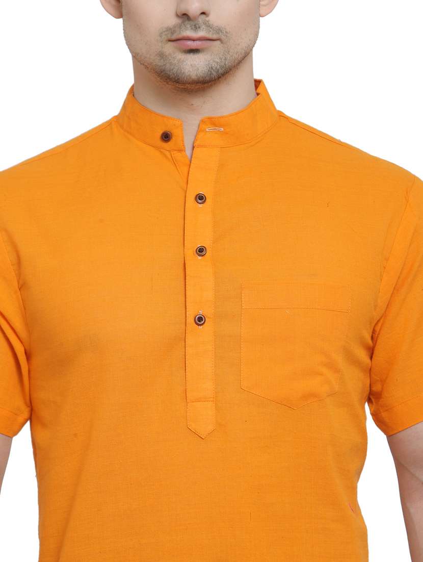orange cotton short kurta - 20156411 -  Standard Image - 4