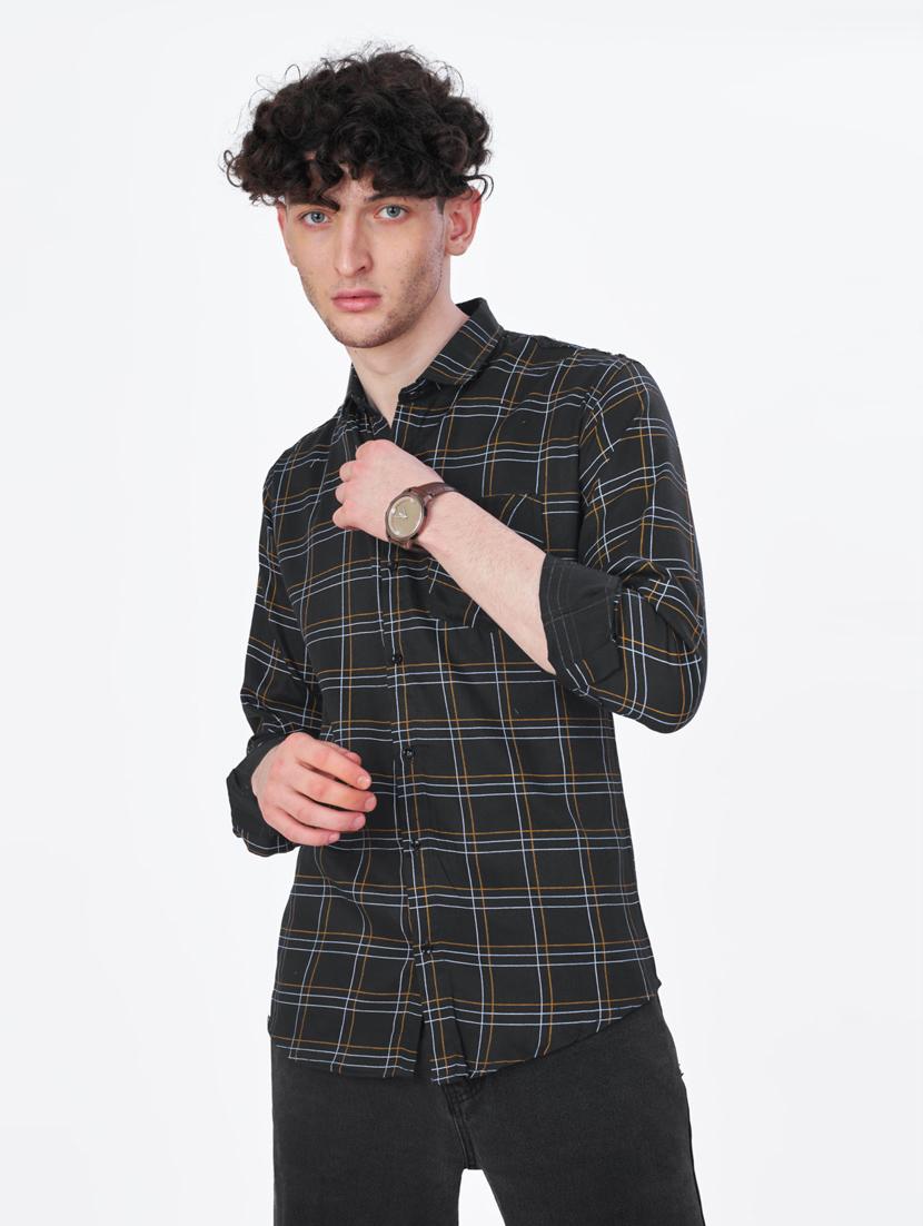 mens checks casual shirt - 20156467 - Standard Image - 1