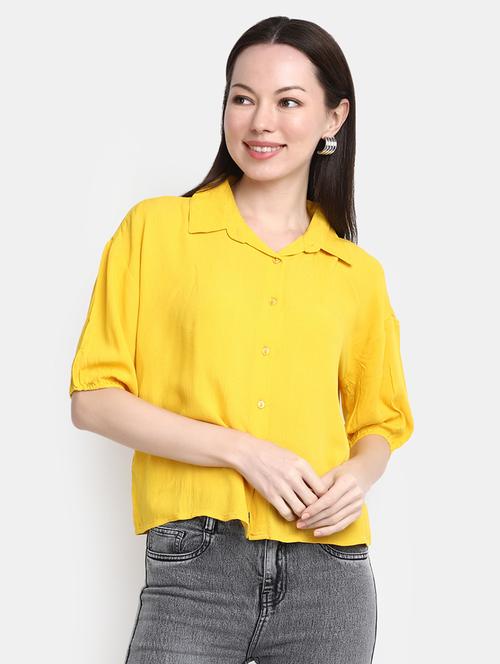 yellow solid regular shirt - 20157764 -  Standard Image - 0