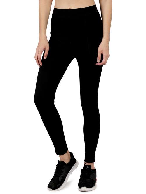 black solid ankle length mid rise jegging