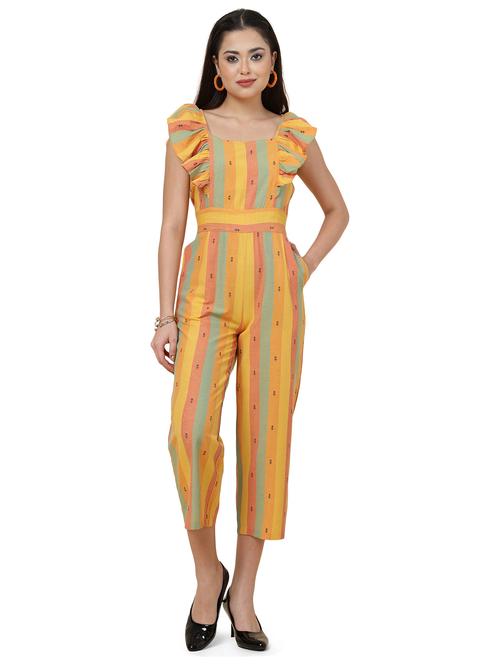 yellow striped sleeveless full length jumpsuit - 20157917 -  Standard Image - 0